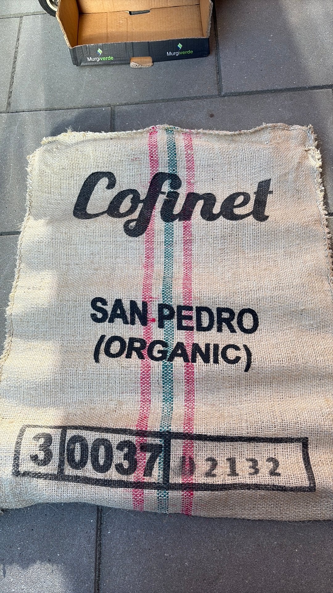 Originele vintage jute koffiezak Cofinet San Pedro (Organic), Antiek en Kunst, Ophalen of Verzenden