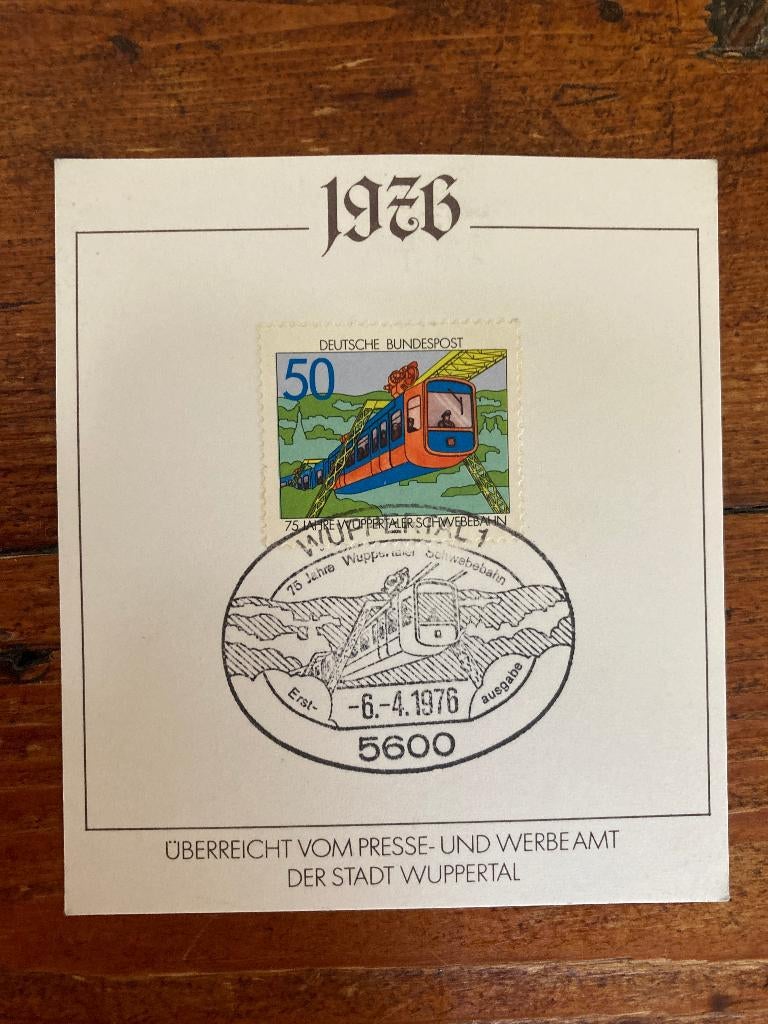 Eerste dag postzegel 75 Jahre Wuppertaler Schwebebahn, Postzegels en Munten, Postzegels | Eerstedagenveloppen, Onbeschreven, Europa