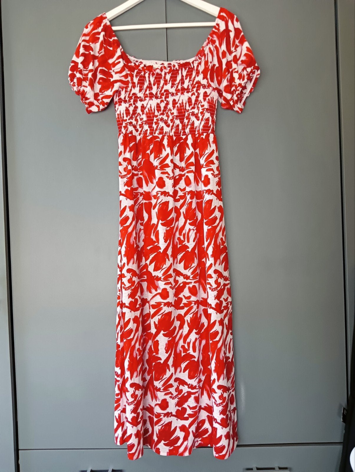Lange zomerjurk van Jacqueline de Yong mt S, boven gesmockt, Ophalen of Verzenden, Zo goed als nieuw, Maat 36 (S), Rood