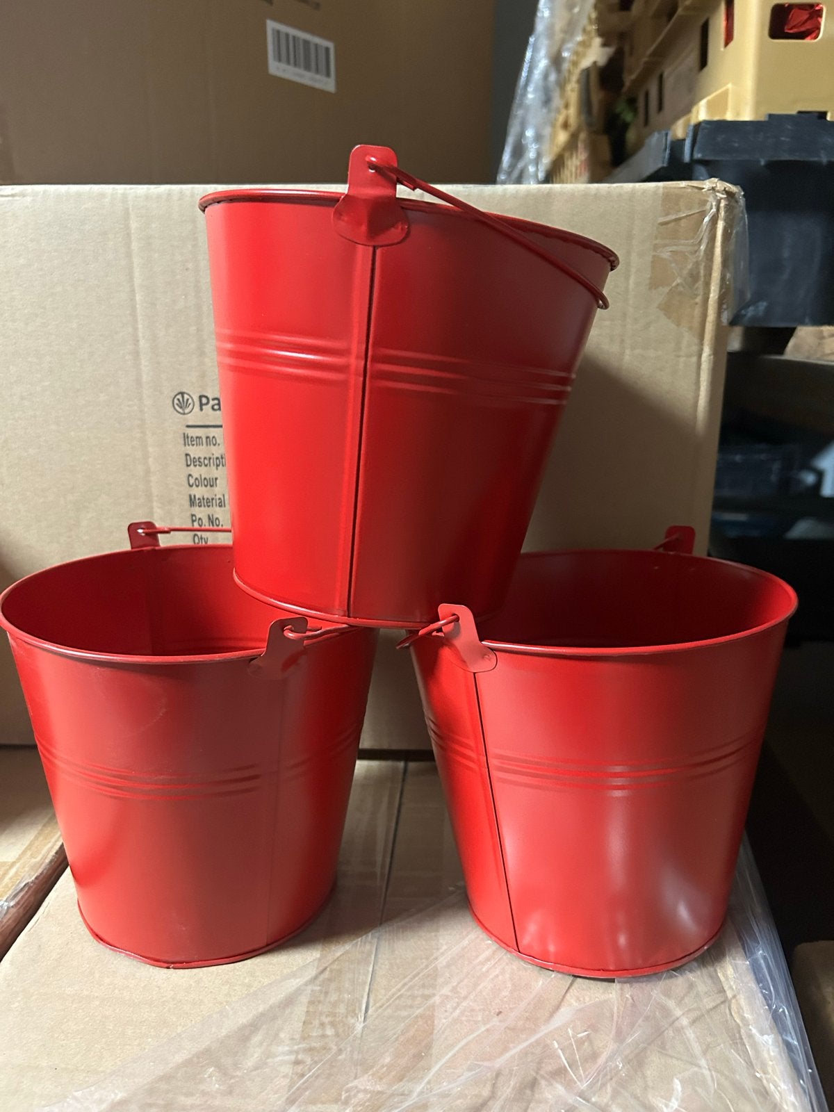 Zinken emmers voor kerststerren - Rood, set van 3, Ophalen of Verzenden, Nieuw, Zink, Met handgreep