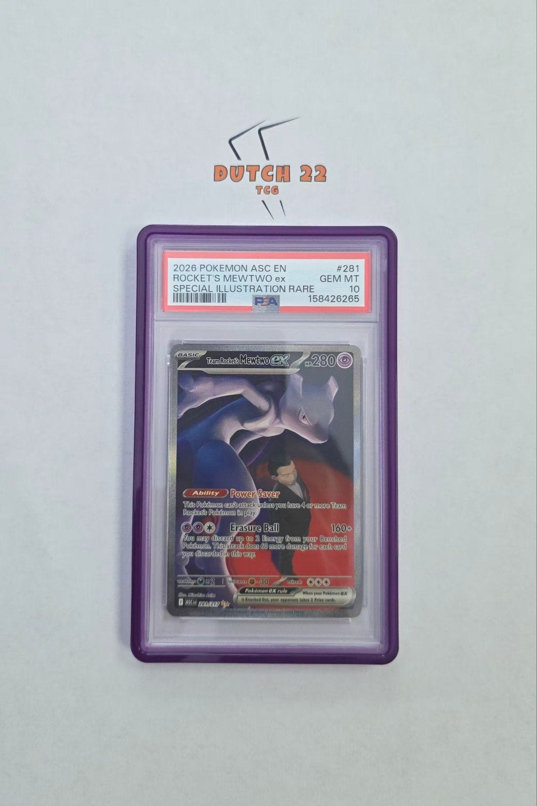 Rocket's Mewtwo Ascended Heroes PSA10 #281, Ophalen of Verzenden, Nieuw, Overige typen, Foil