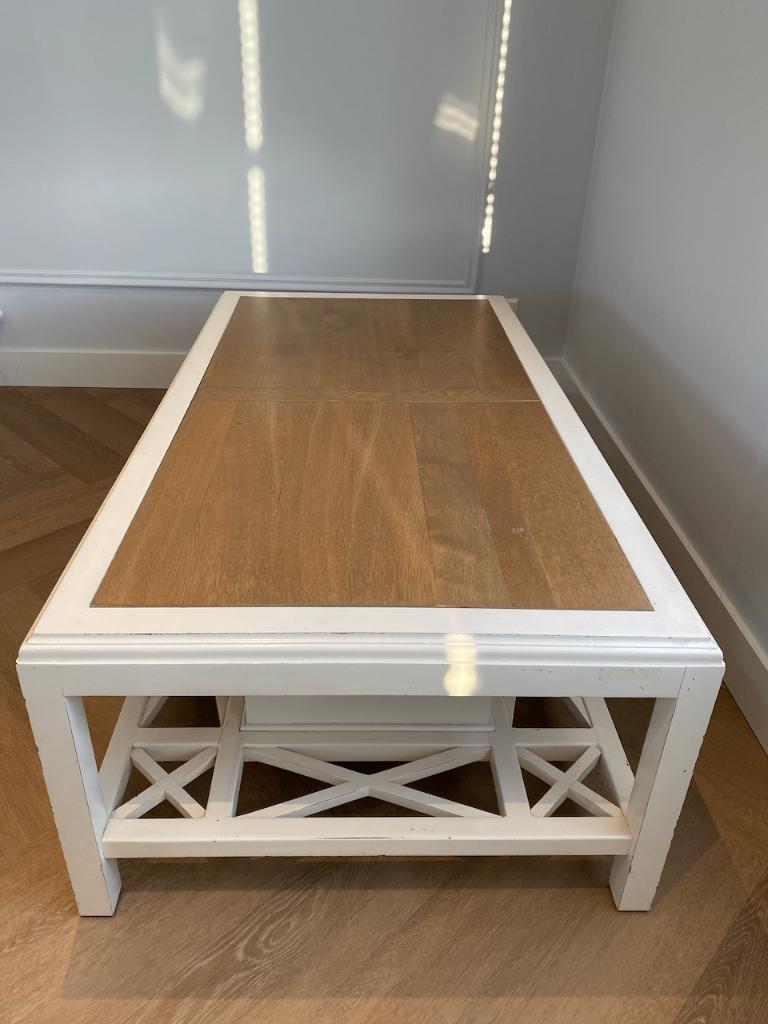 Rofra Home Salontafel – Hamptons – Wit/Eiken – met 2 lades, Huis en Inrichting, Tafels | Salontafels, Ophalen, Gebruikt, 100 tot 150 cm