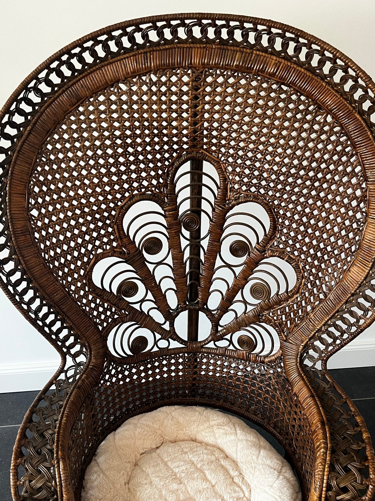 Vintage Rotan Pauwenstoel - Bohemian Stijl, Ophalen