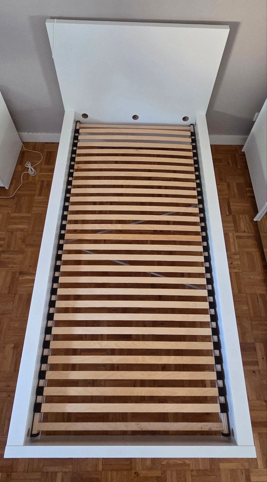 IKEA MALM Bedframe wit 90x200 (incl. Matras en lattenbodem), Ophalen, Gebruikt, 90 cm, Eenpersoons