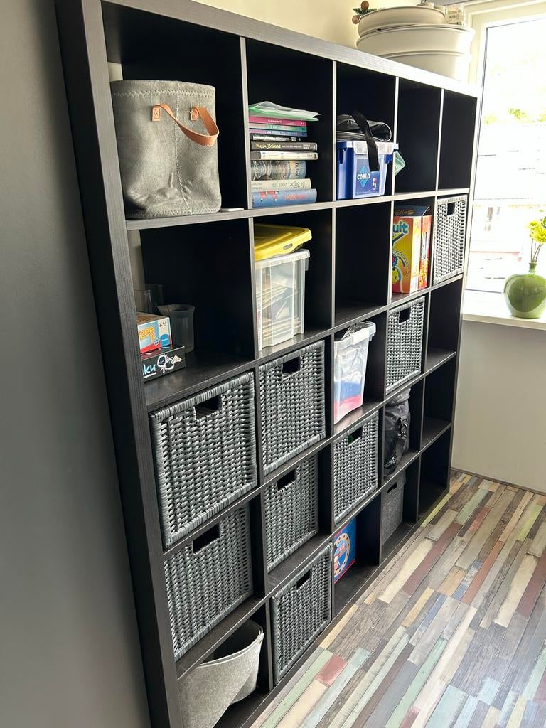 IKEA KALLAX open kast 182x182x38,5 cm zwartbruin, Ophalen, Zo goed als nieuw