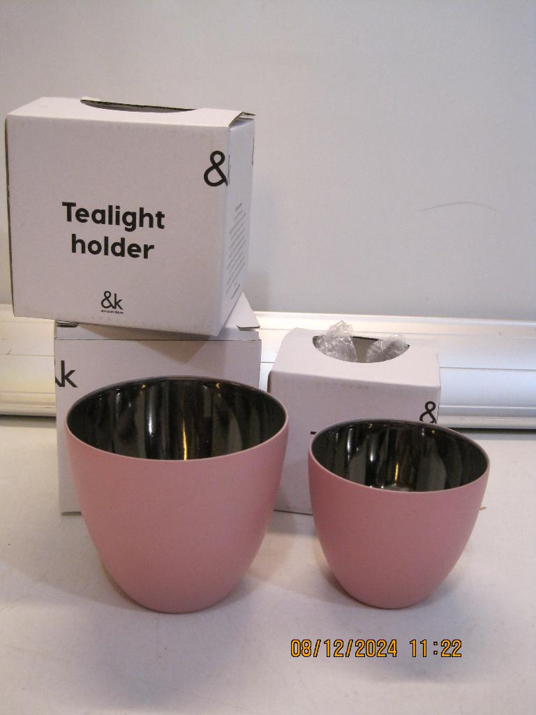 & klevering waxinelicht roze 2x7 1x8,5 cm dia (323), Overige materialen, Overige kleuren, Ophalen of Verzenden, Zo goed als nieuw