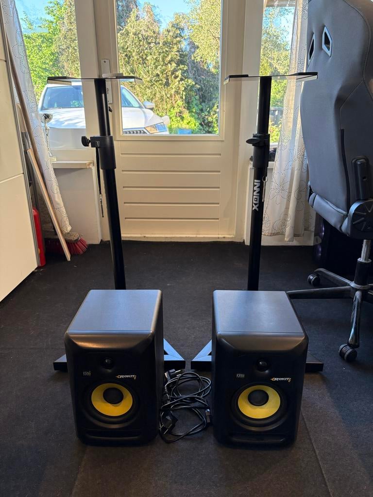 KRK ROKIT RP6 G3 Studiomonitoren met Innox statieven, Gebruikt, 120 watt of meer, Front, Rear of Stereo speakers, Ophalen