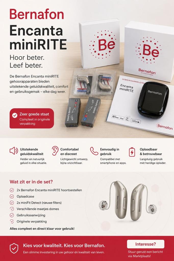 Bernafon Encanta 200 miniRITE R        NIEUW!!, Ophalen of Verzenden, Nieuw