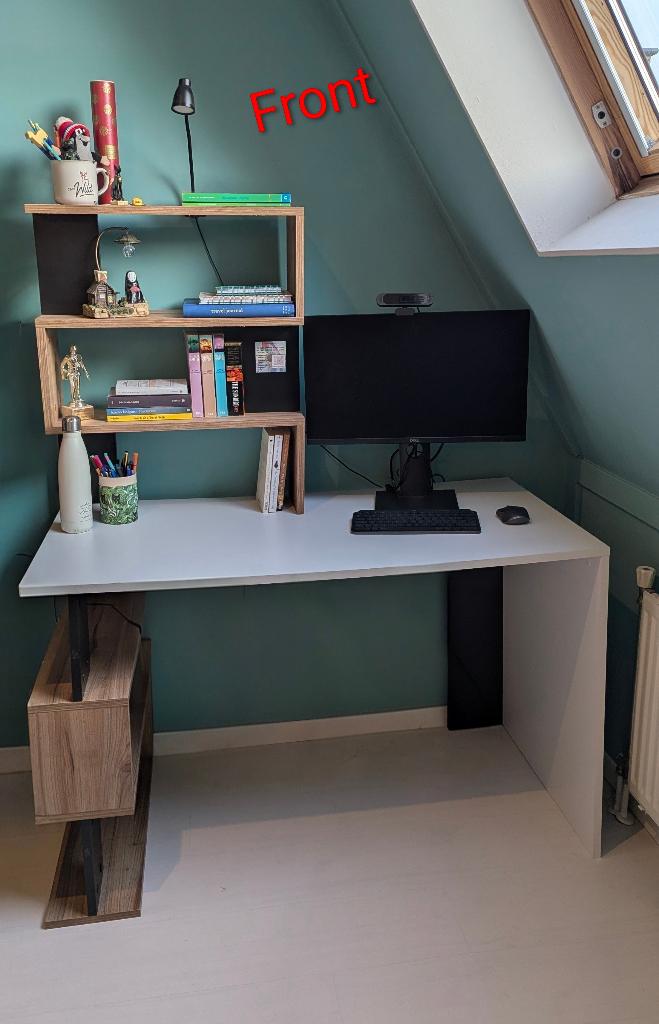 Bureau met veel opbergruimte - Modern Desk with shelves, Ophalen, Opbergruimte, Gebruikt, Hout
