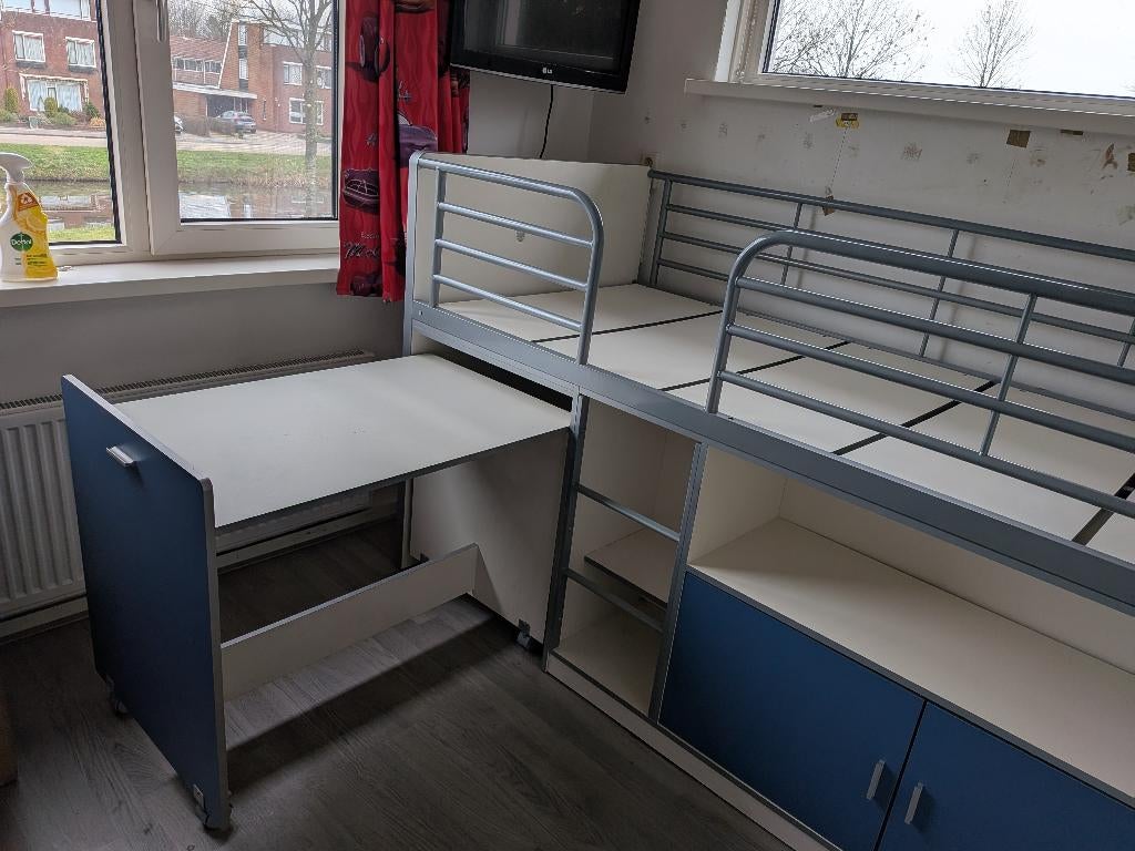 Vipack halfhoogslaper Bonny - blauw - 121x96x207 cm, Ophalen, Gebruikt, Eenpersoons, Minder dan 160 cm