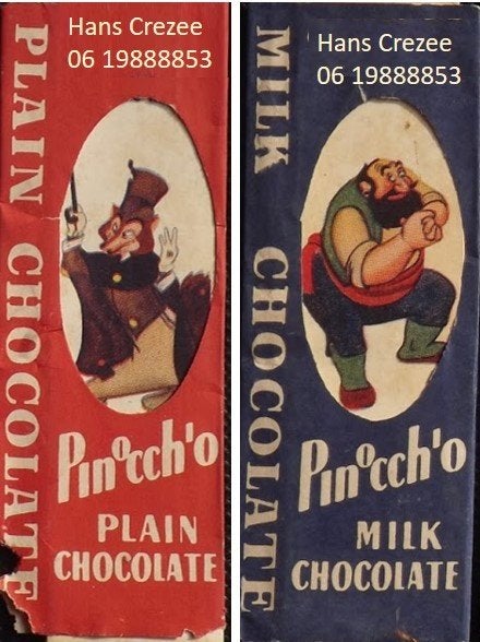 zoek pinocchio milk plain chocolate chocolade wikkel 1940, Ophalen of Verzenden, Gebruikt, Verpakking