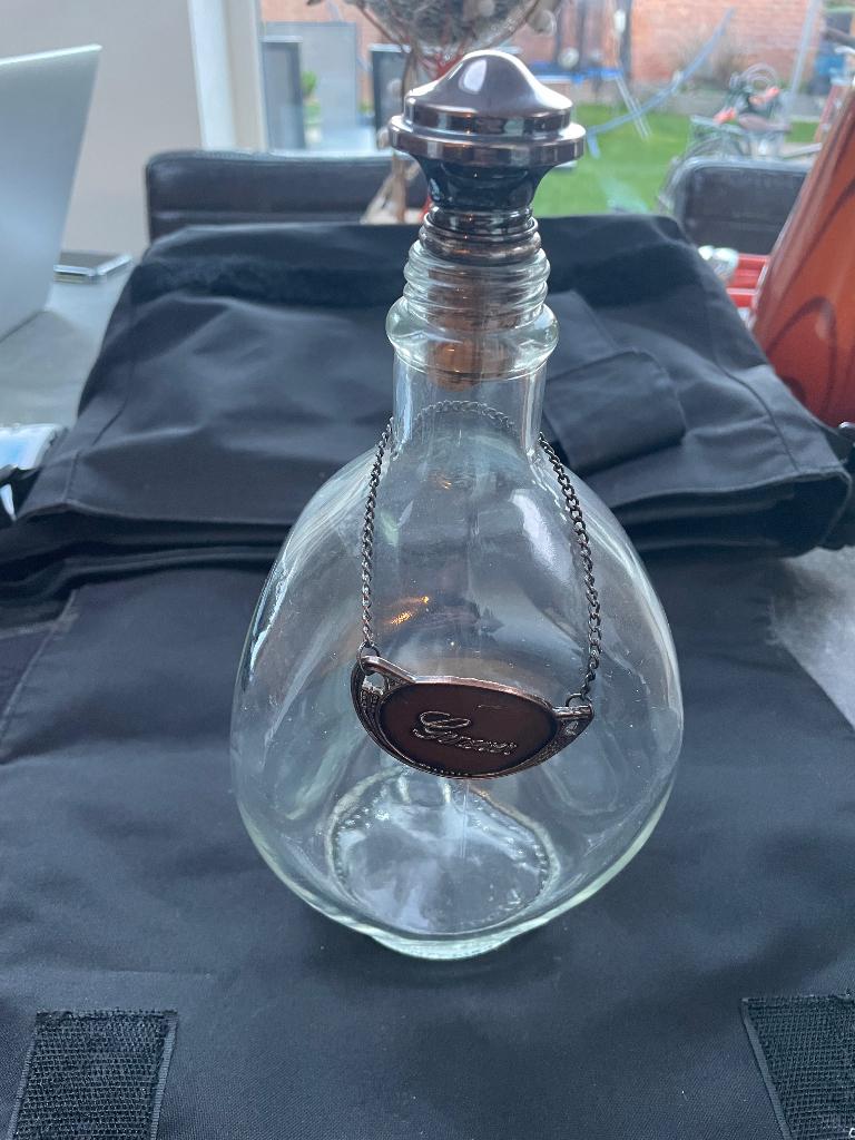 Vintage: Glazen decanter met stop “Genever”, Ophalen of Verzenden