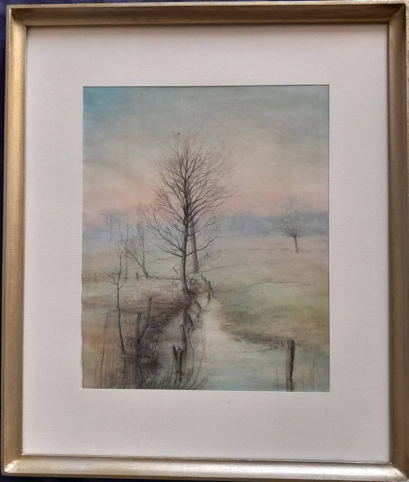 Twee aquarellen uit omgeving Hengelo, met lijst, Ophalen, Minder dan 50 cm, Gebruikt, Oorspronkelijke maker