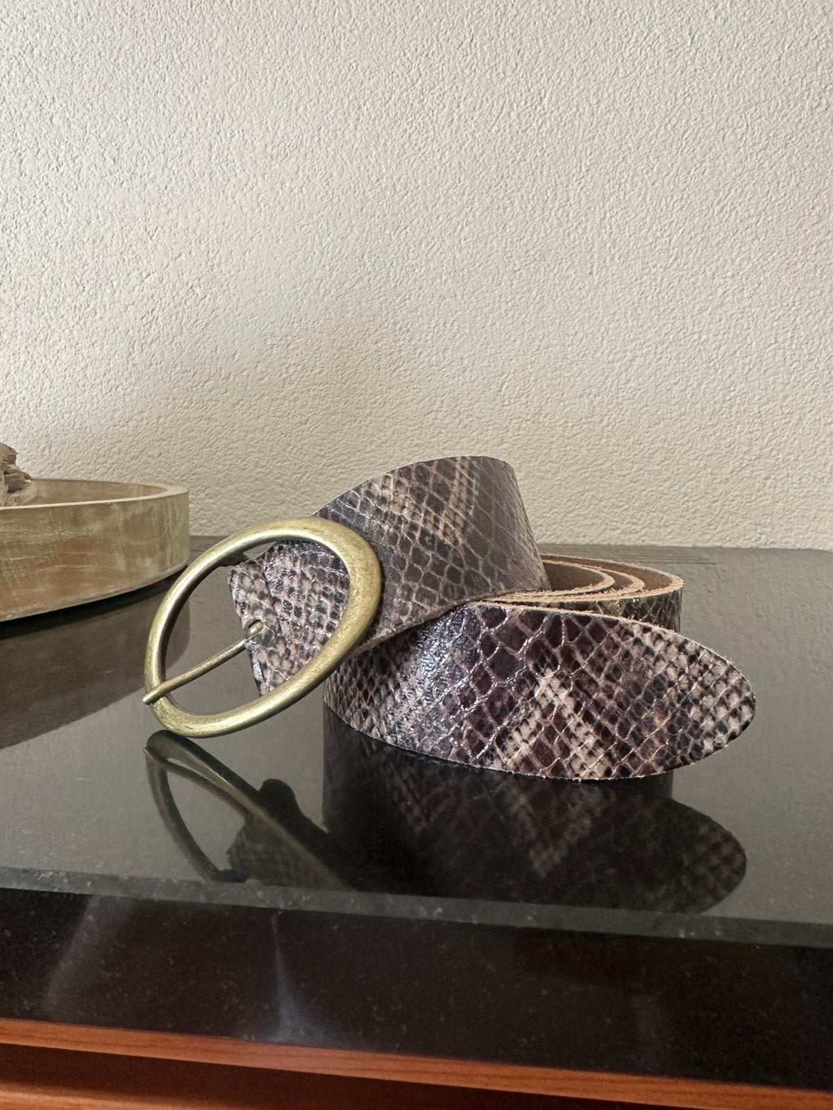 Trezz leren Riem *slangenprint*, Ophalen of Verzenden, Zo goed als nieuw, Bruin, 100 cm of meer