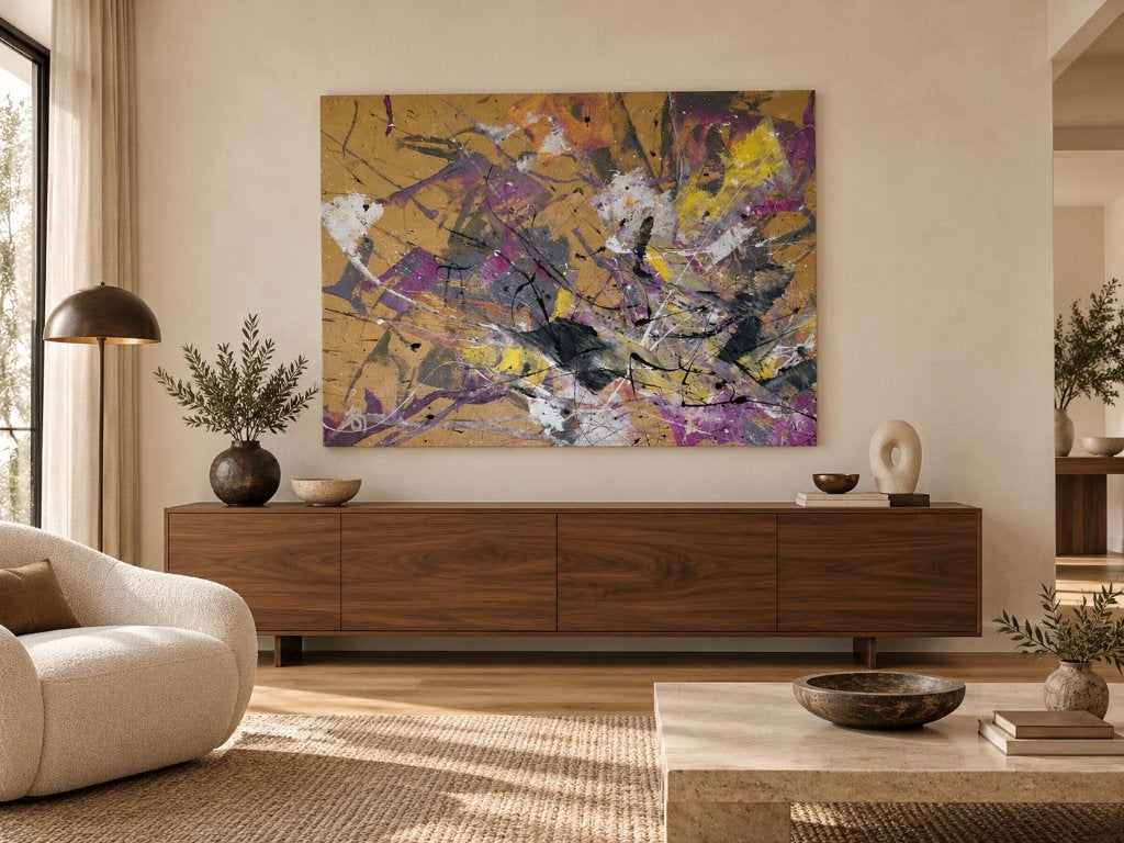 Retne abstract schilderij groot, Ophalen
