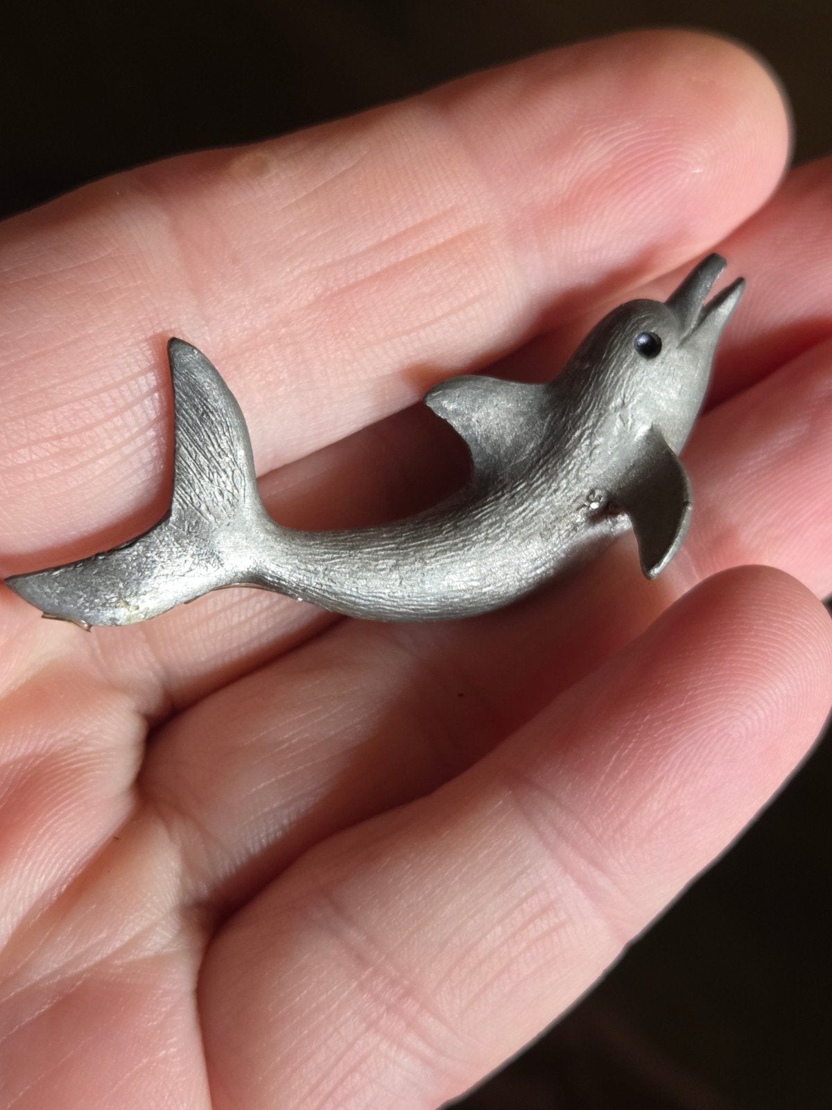 Miniatuur tinnen dolfijn beeldje, Ophalen of Verzenden