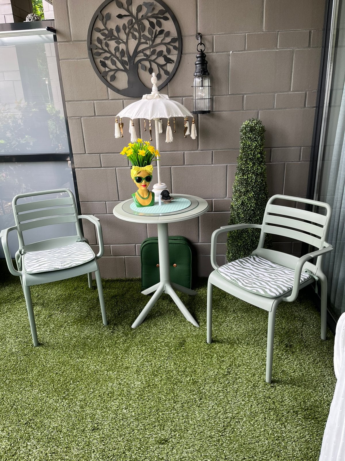 Bistro setje, Ophalen of Verzenden, Zo goed als nieuw, Kunststof, 2 zitplaatsen