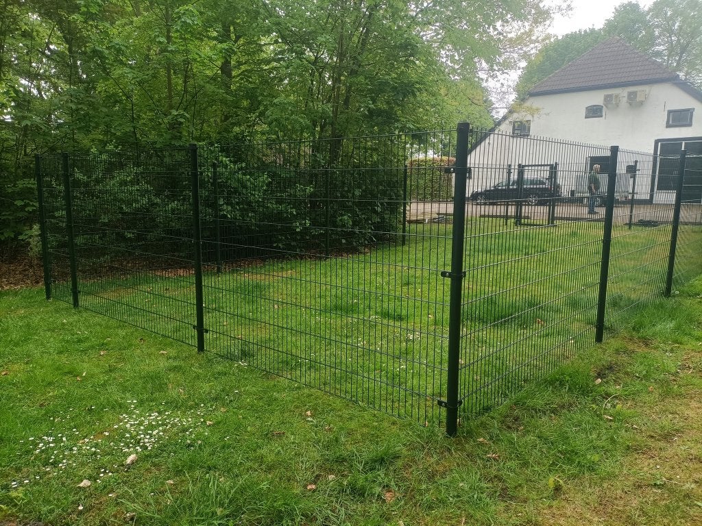 15 meter 656 dubbelstaafmat - 183cm + Poort B-keus GROEN, Met poort, Nieuw, Dubbelstaafmat hekwerk, Ophalen of Verzenden