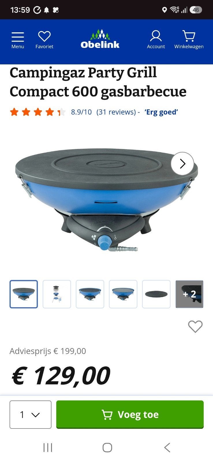 Campingaz Party Grill Compact 600 gasbarbecue, Ophalen, Zo goed als nieuw, Campingaz