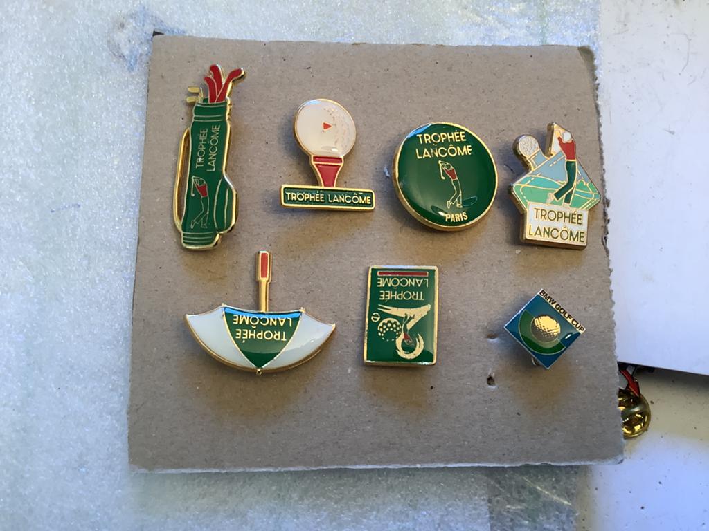 7 speldjes Golf Trophee Lancome, Verzamelen, Ophalen of Verzenden, Zo goed als nieuw, Overige onderwerpen