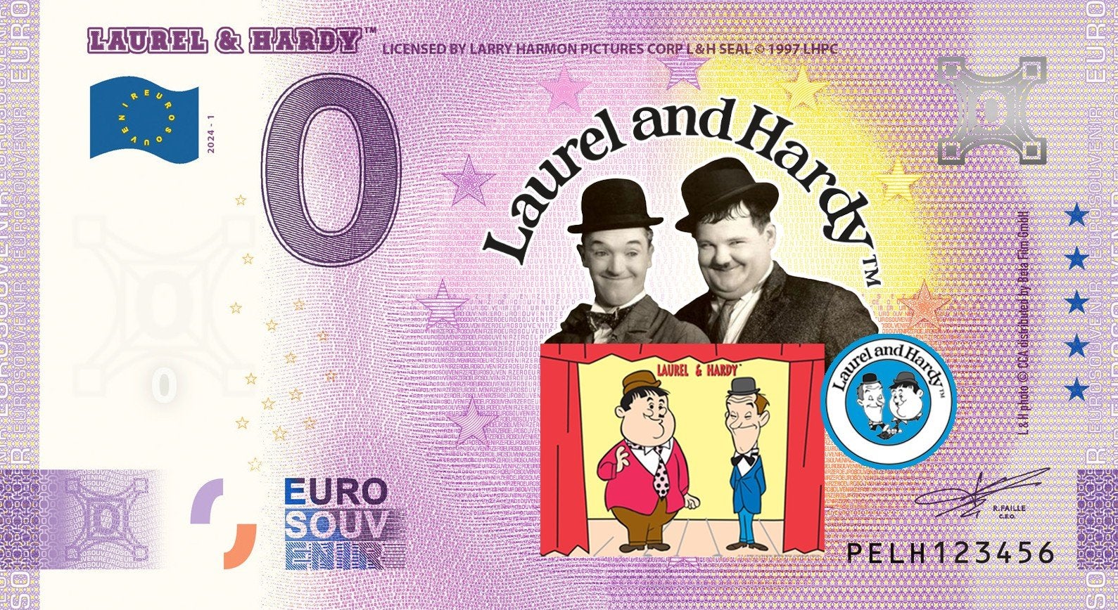 0 Euro biljet Laurel&Hardy Kleur, Ophalen of Verzenden, Overige landen, 5 euro