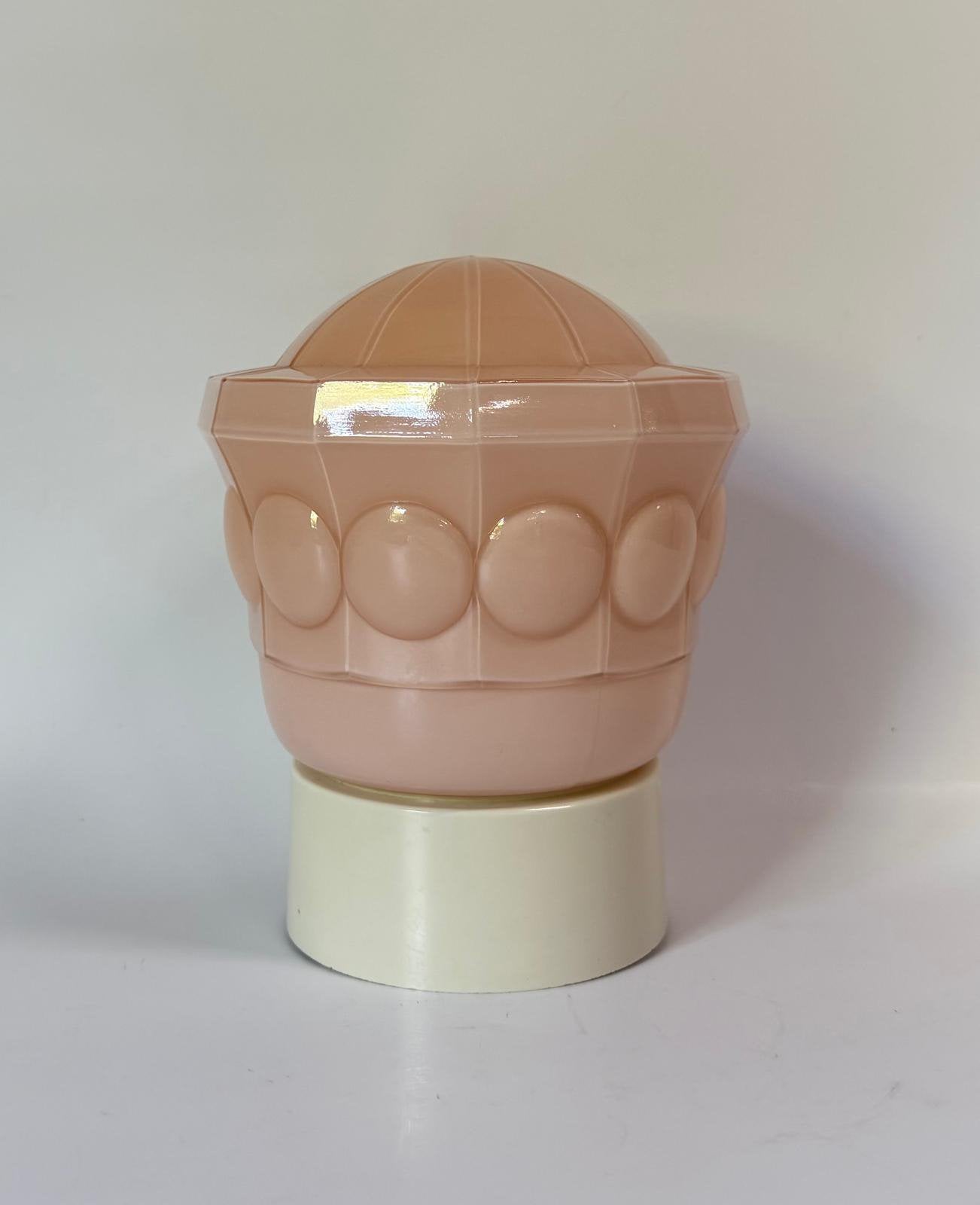 Art Deco roze originele Thabur plafondlamp pastelroze 1930, Roze, 16 cm, Thabur, Zo goed als nieuw