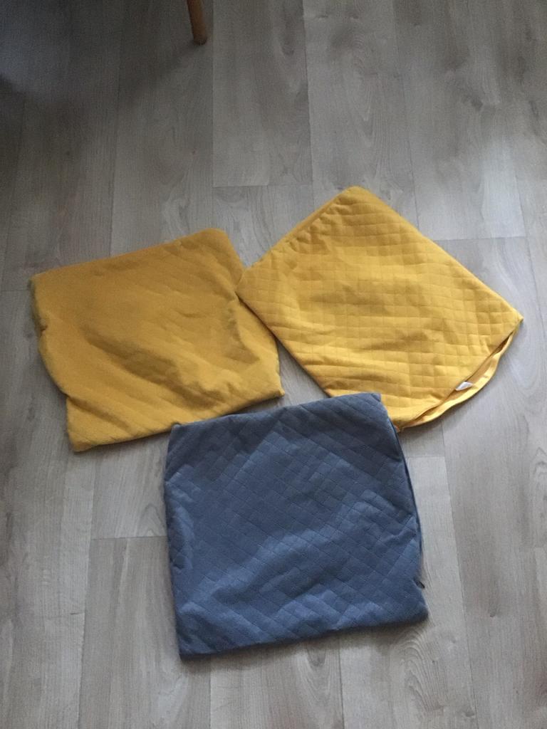 Kussenovertrek 40x40 cm - Geel & Grijs, Ophalen of Verzenden, Gebruikt, Geel, Vierkant