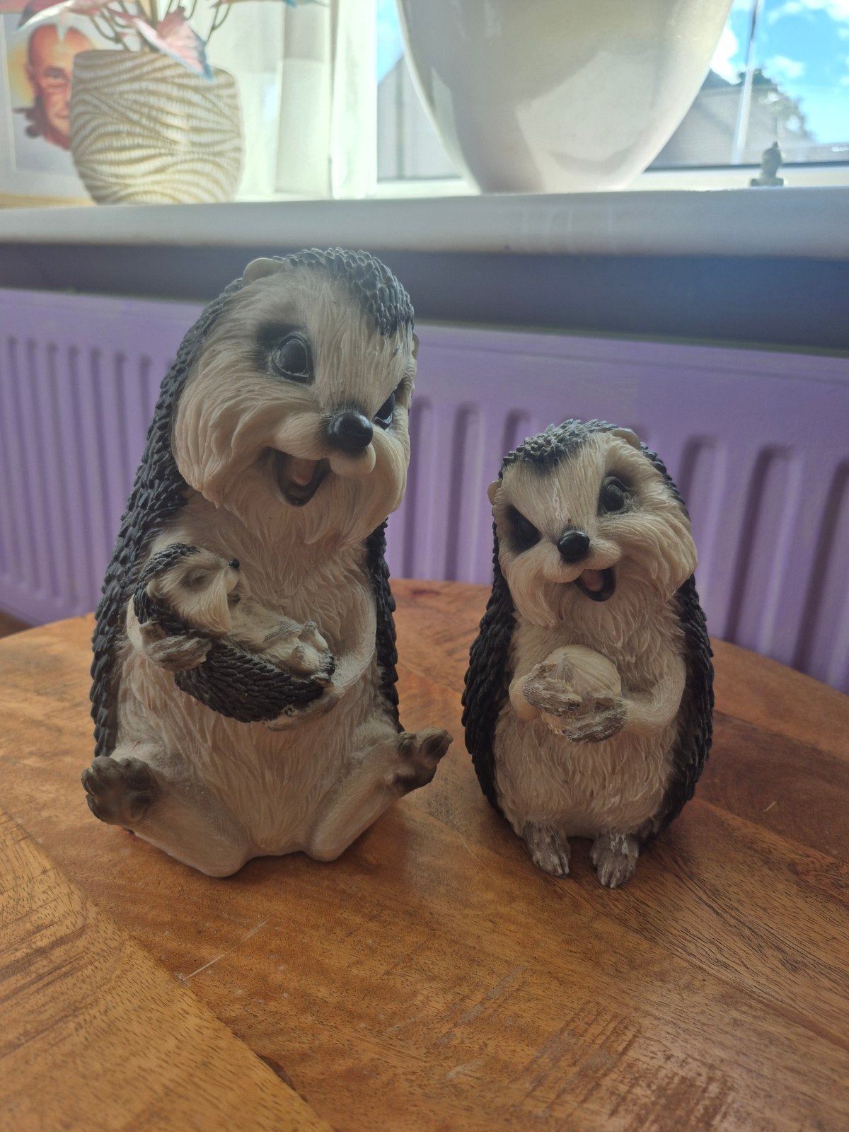 Set van 2 decoratieve egels, moeder met baby en egel, Meerkleurig, Overige materialen, Overige stijlen, Ophalen of Verzenden