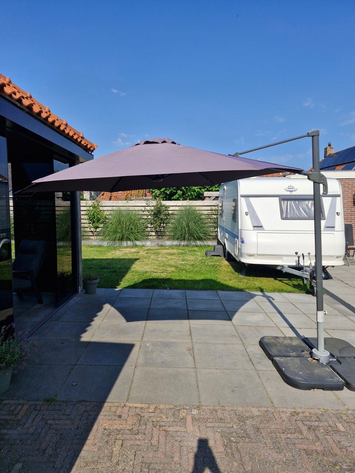 parasol 3 meter, verstelbaar , kantelbaar, Ophalen, Gebruikt, Zweefparasol, Verstelbaar