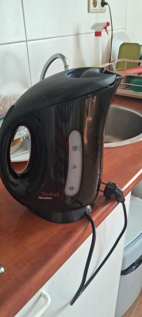 Tefal Delfina Waterkoker - Zwart, 1.5L, 1 tot 2 liter, Ophalen of Verzenden, Gebruikt