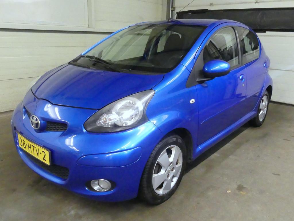Toyota Aygo 1.0-12V Dynam Blue - Airco - 5deurs - Netjes Ond, Voorwielaandrijving, Stof, Gebruikt, Zwart
