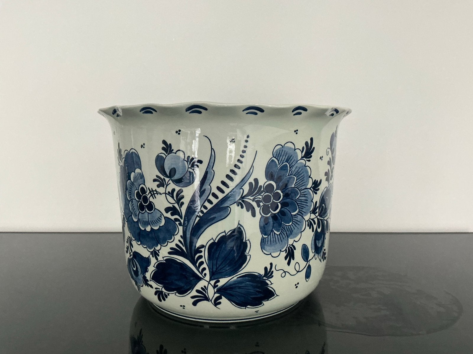 Delfts Blauwe Bloempot - Handwerk  19 cm x 25,5 cm, Ophalen