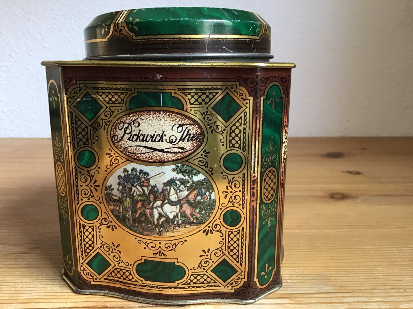 Vintage DE blik. Groen, Ophalen of Verzenden, Zo goed als nieuw, Thee, Douwe Egberts