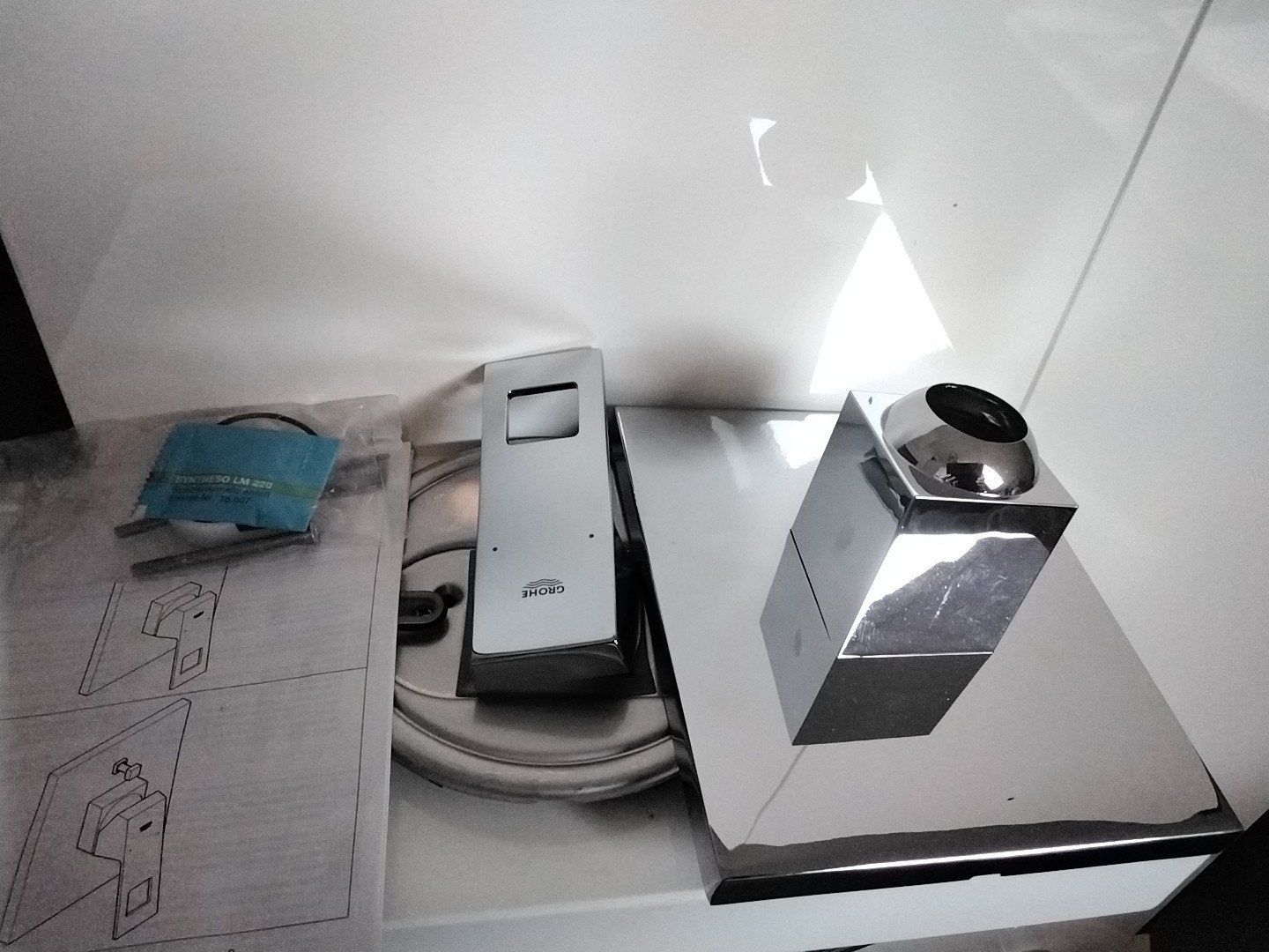 Eurocube Grohe afdekrozet met handel chroom, Ophalen of Verzenden, Chroom