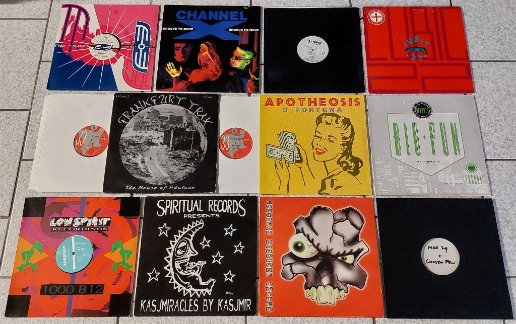 Partij 17 Maxisingles Oldschool, Techno & Hardcore Jaren 90, Cd's en Dvd's, Vinyl | Dance en House, Ophalen, Gebruikt, 12 inch