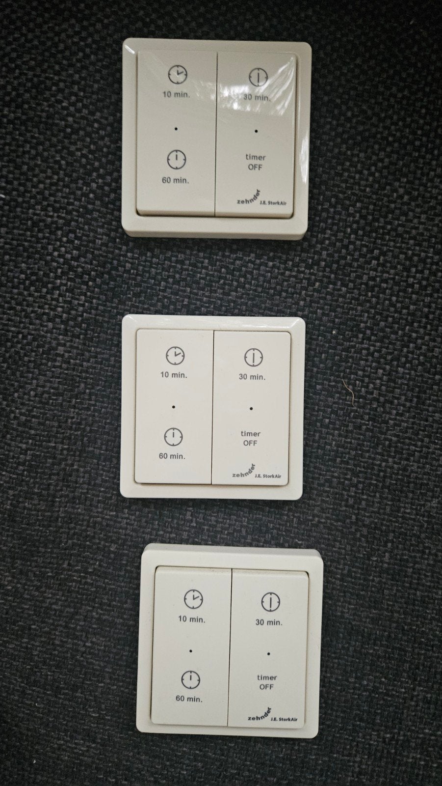 Zehnder Buva Stork Storkair Timer Schakelaar (3 stuks), Ophalen of Verzenden, Zo goed als nieuw, Overige merken, Schakelaar
