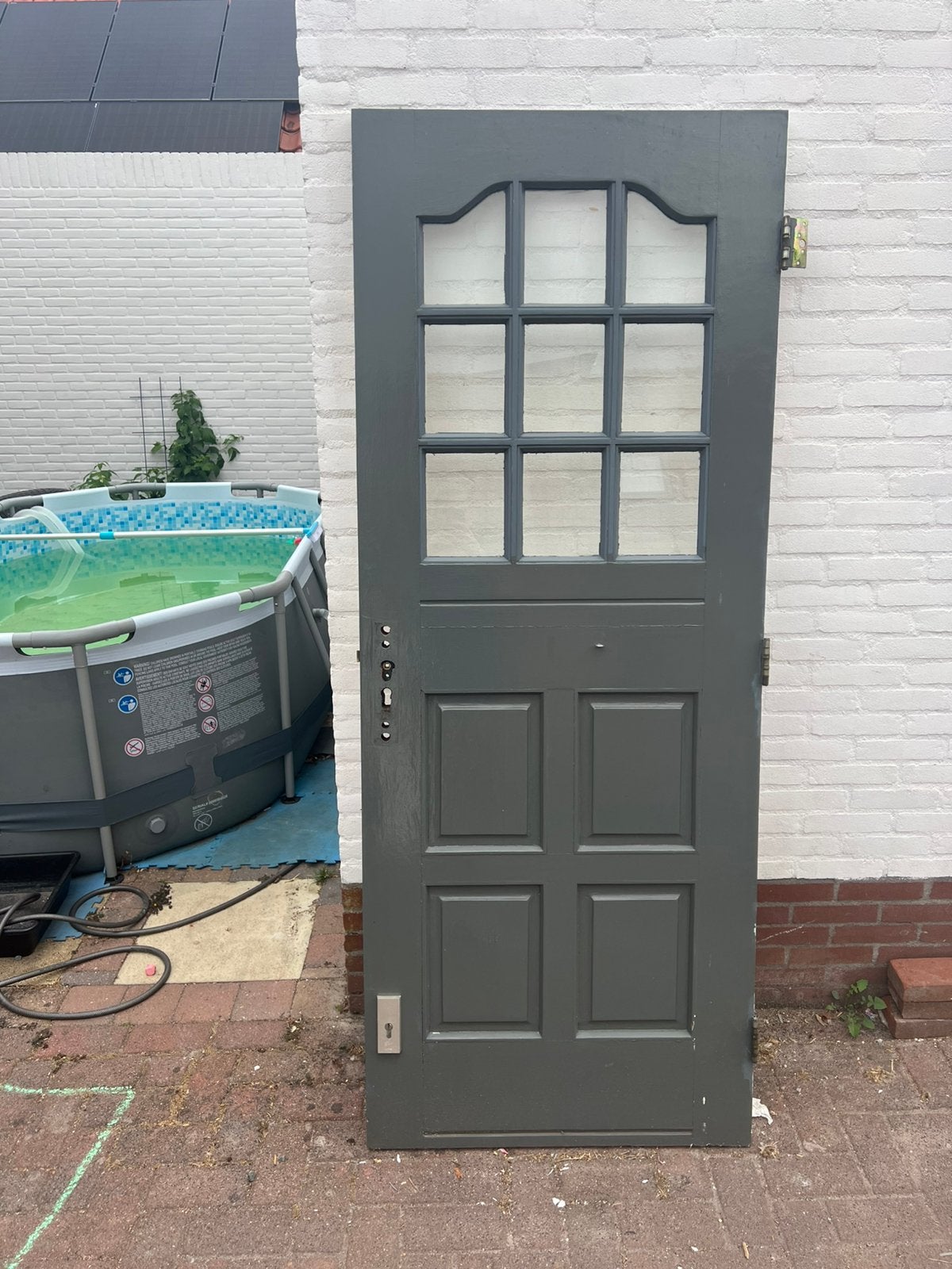 Deur hardhout 210x82, Doe-het-zelf en Verbouw, Deuren en Horren, Ophalen, Gebruikt, 80 tot 100 cm, Buitendeur