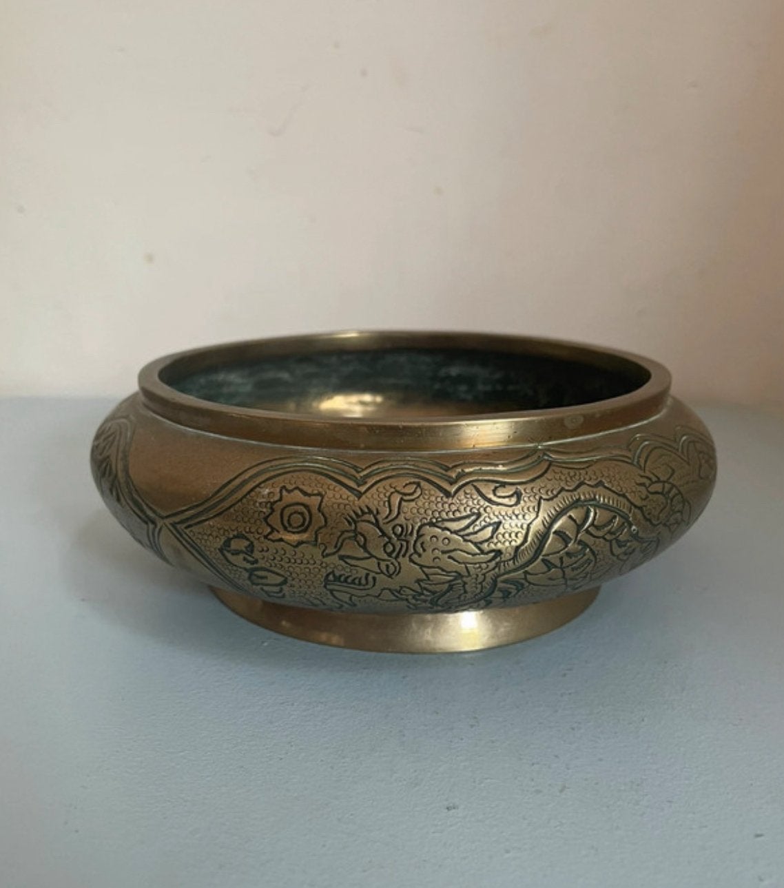 Vintage Chinees messing wierookbrander (censer) met draken, Antiek en Kunst, Antiek | Koper en Brons, Ophalen of Verzenden