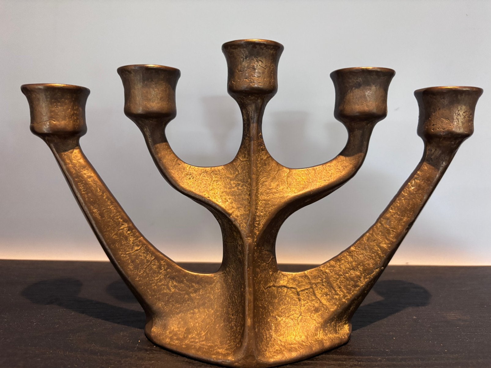 Vintage 1960 Brutalistische Bronzen Kandelaar ,Horst Dalbeck, Ophalen of Verzenden, Koper of Brons