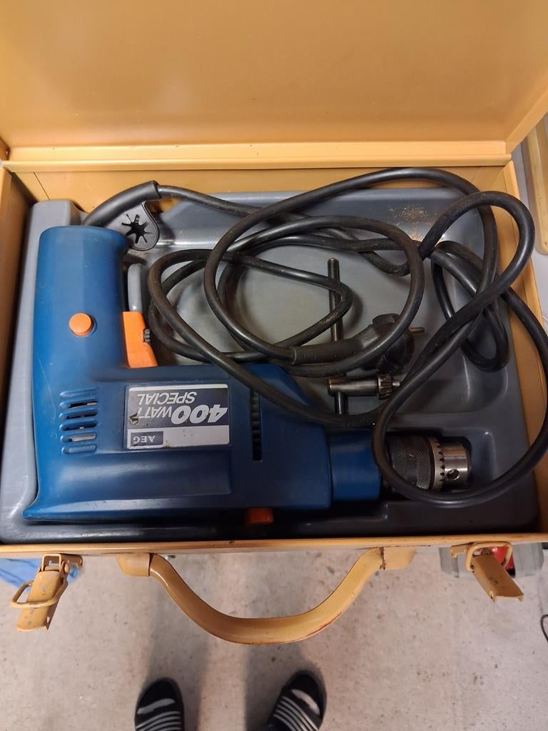 AEG klopboormachine 400W – met koffer – werkt goed €20, Ophalen, Gebruikt, Boormachine