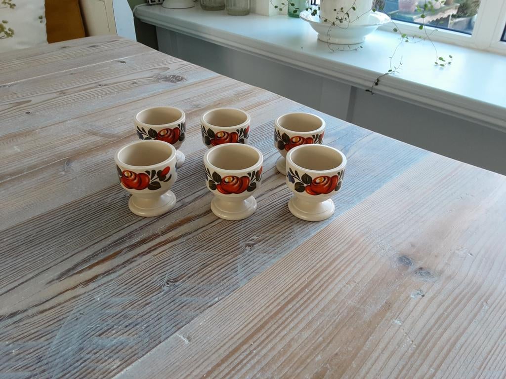 6 leuke gebloemde eierdopjes van Emsa., Ophalen of Verzenden