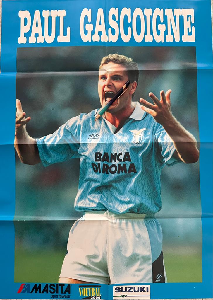 Poster Paul Gascoigne (Lazio) & Wim Jonk - Aron Winter, Ophalen of Verzenden, Zo goed als nieuw, A1 t/m A3, Sport