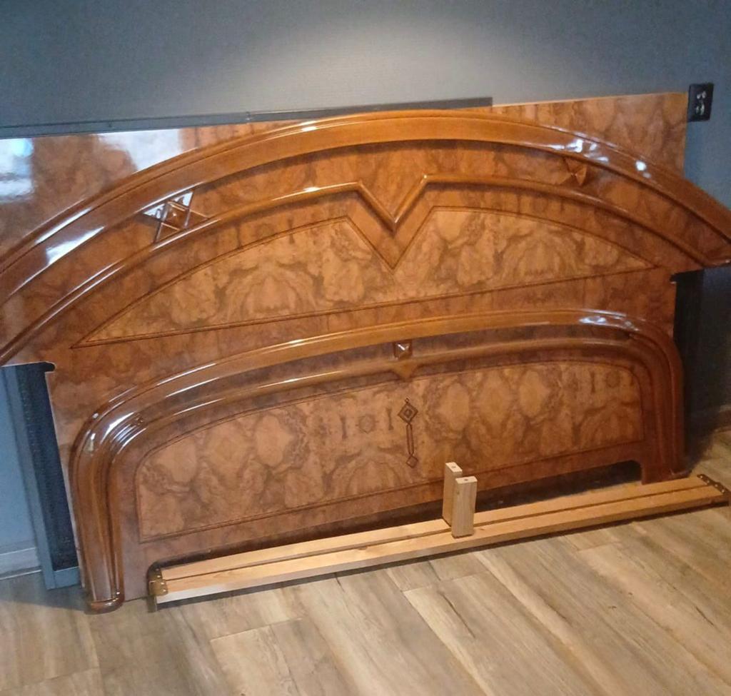 Gratis  hoogglans bed, Huis en Inrichting, Slaapkamer | Bedden, Gebruikt, Bruin, Tweepersoons, Ophalen of Verzenden