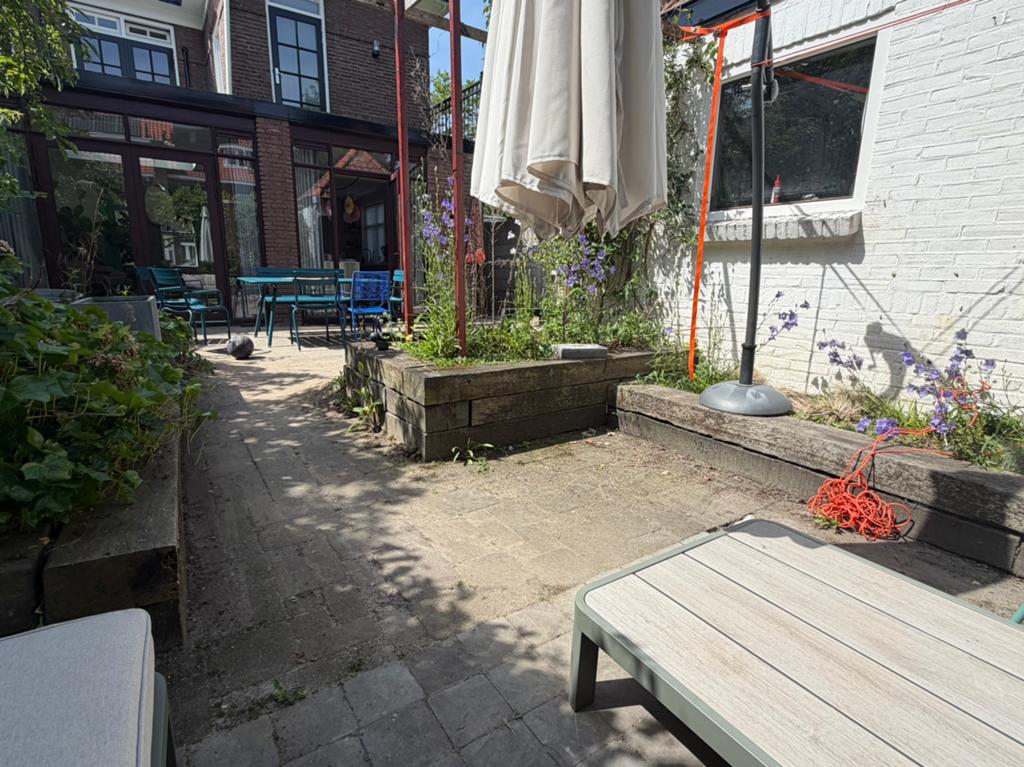 Spoorbielzen ca 46 meter lengte, Tuin en Terras, Terrasdelen en Vlonders, Ophalen, Gebruikt, Hout