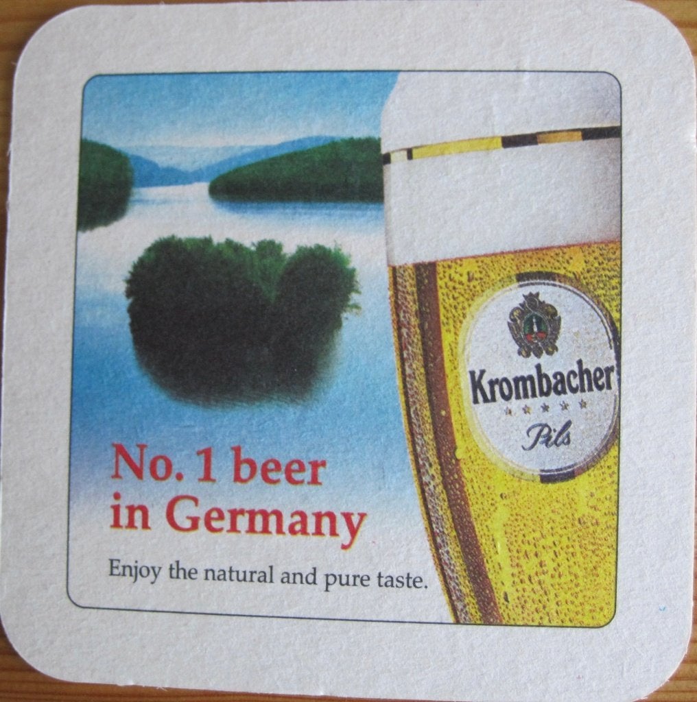 bierviltje Krombacher no. 1 beer in Germany, Ophalen of Verzenden, Zo goed als nieuw, Viltje(s), Overige merken
