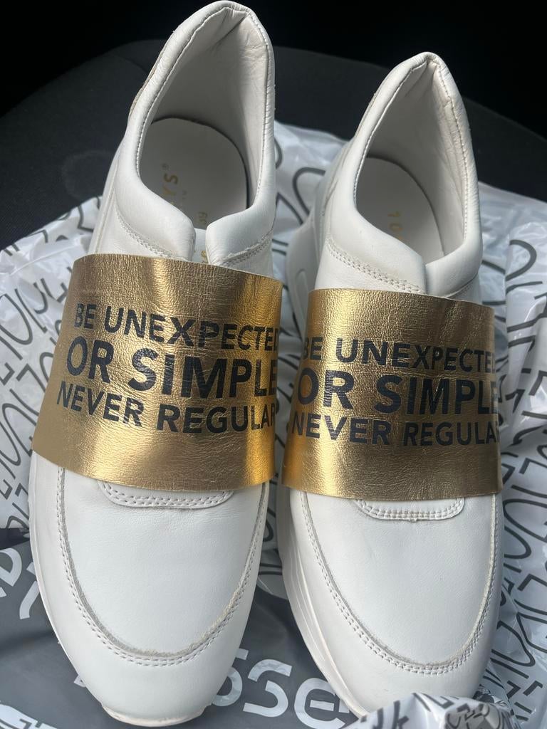 10DAYS Sneakers Maat 39 - Wit met Gouden Details, Kleding | Dames, Schoenen, Ophalen of Verzenden, Zo goed als nieuw, Wit, Sneakers of Gympen