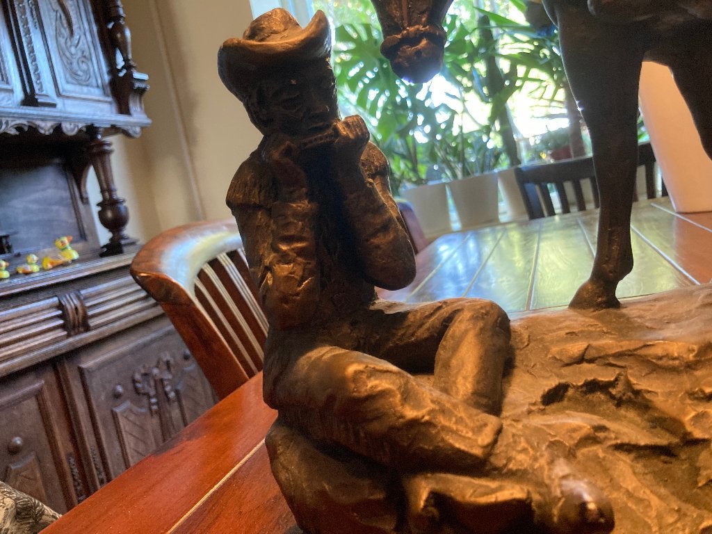 T.K. Austin Products Paard met Cowboy Nostalgie uit 1969, Antiek en Kunst, Overige onderwerpen, Gips, Ophalen of Verzenden, Beeld