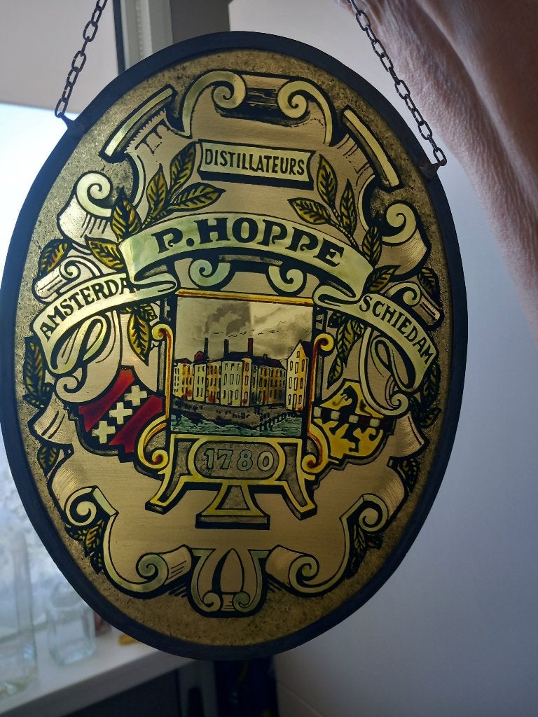 Oud glas in lood, P. Hoppe Distillateurs, Ophalen of Verzenden, Gebruiksvoorwerp