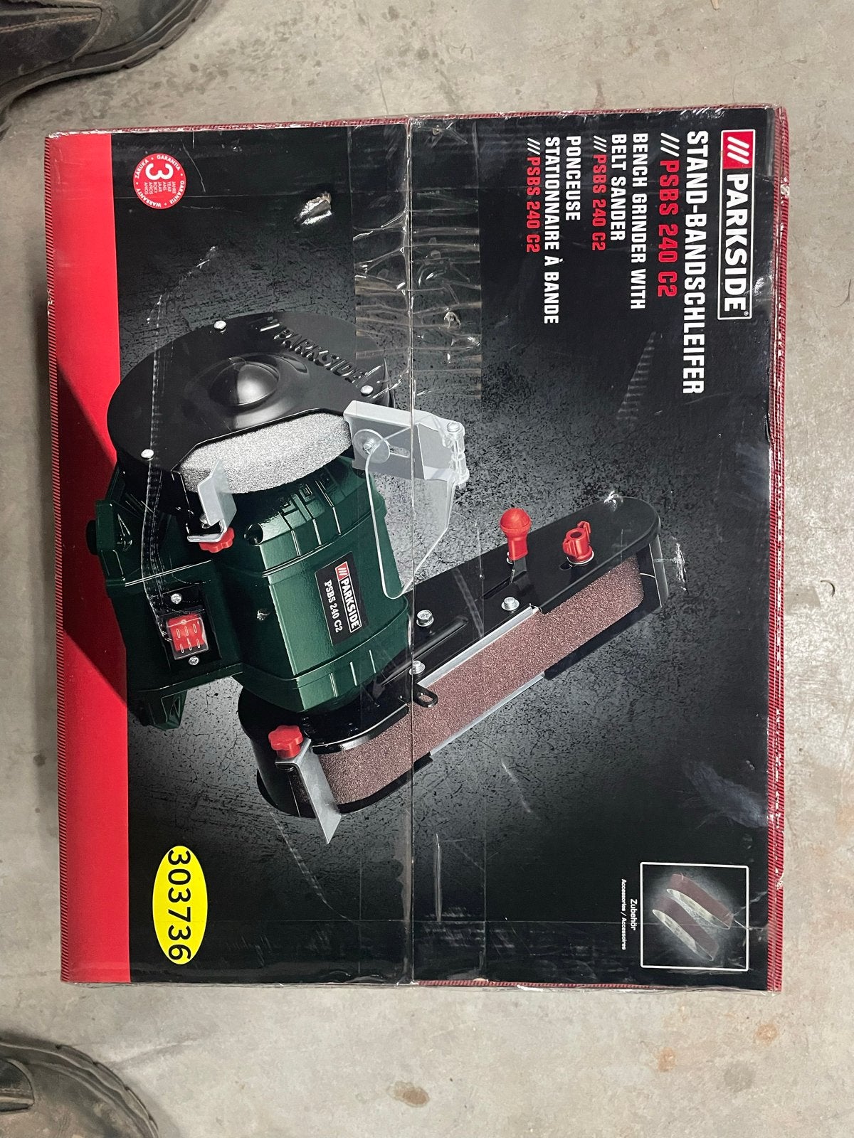Parkside PSBS 240 C2 Band- en bankslijpmachine, Doe-het-zelf en Verbouw, Gereedschap | Slijpmachines, Ophalen of Verzenden, Nieuw