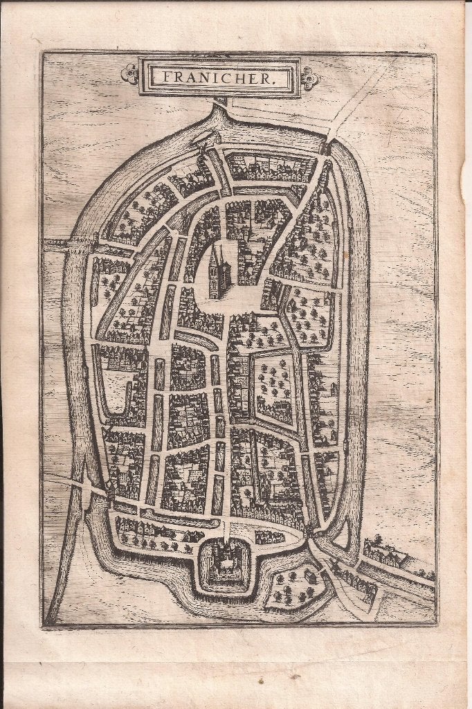 Franeker 'Franicher' Plattegrond 1582 Fraai !, Antiek en Kunst, Cartografie, Ophalen of Verzenden, 24 cm, 16 cm